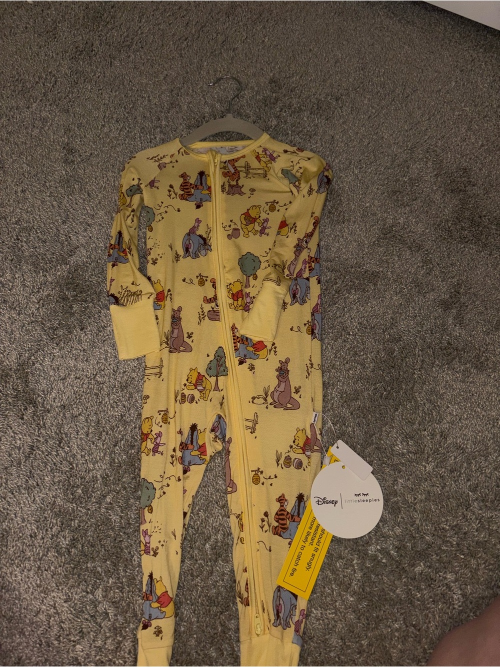 Little Sleepies Yellow Winnie the Pooh All-Over Print Footie